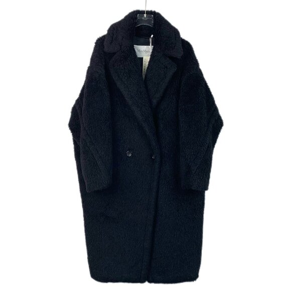 Max Mara Black Teddy Coat Size S Wool Blend Womens Outerwear - Picture 1 of 8